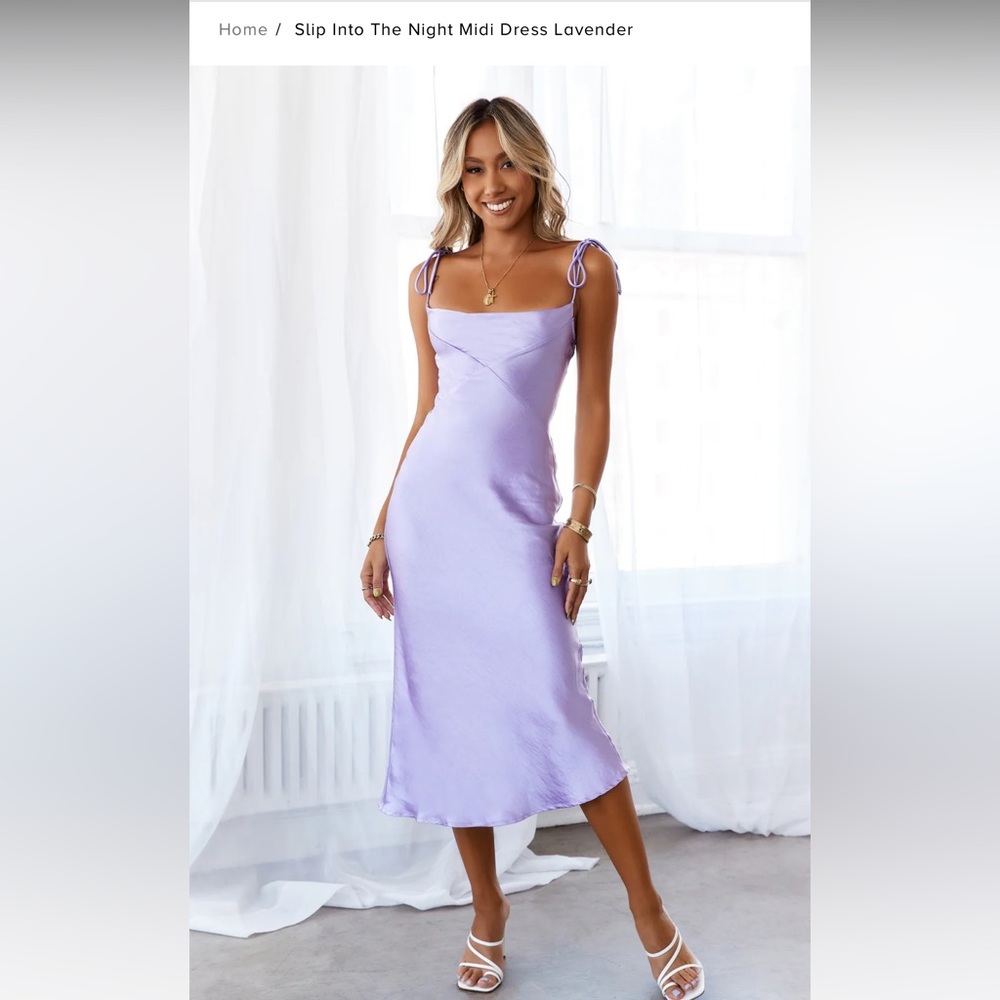 Lavender Satin Midi Dress